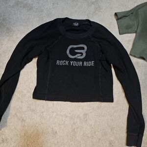 Black Long Sleeve 'Rock Your Ride' Top